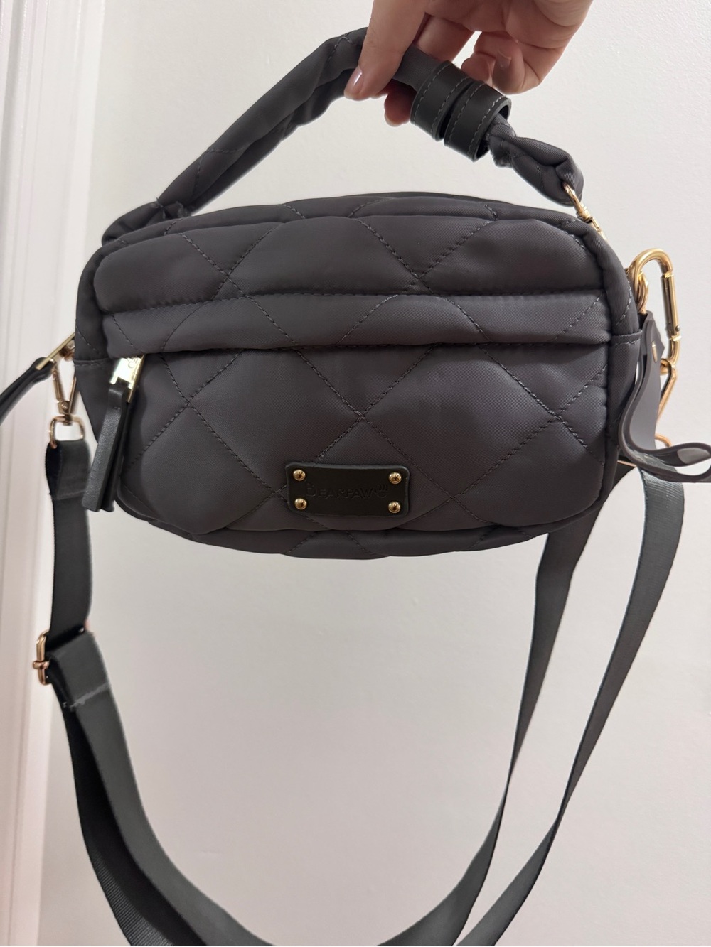 Bearpaw Quilted Crossbody Bag - Gray